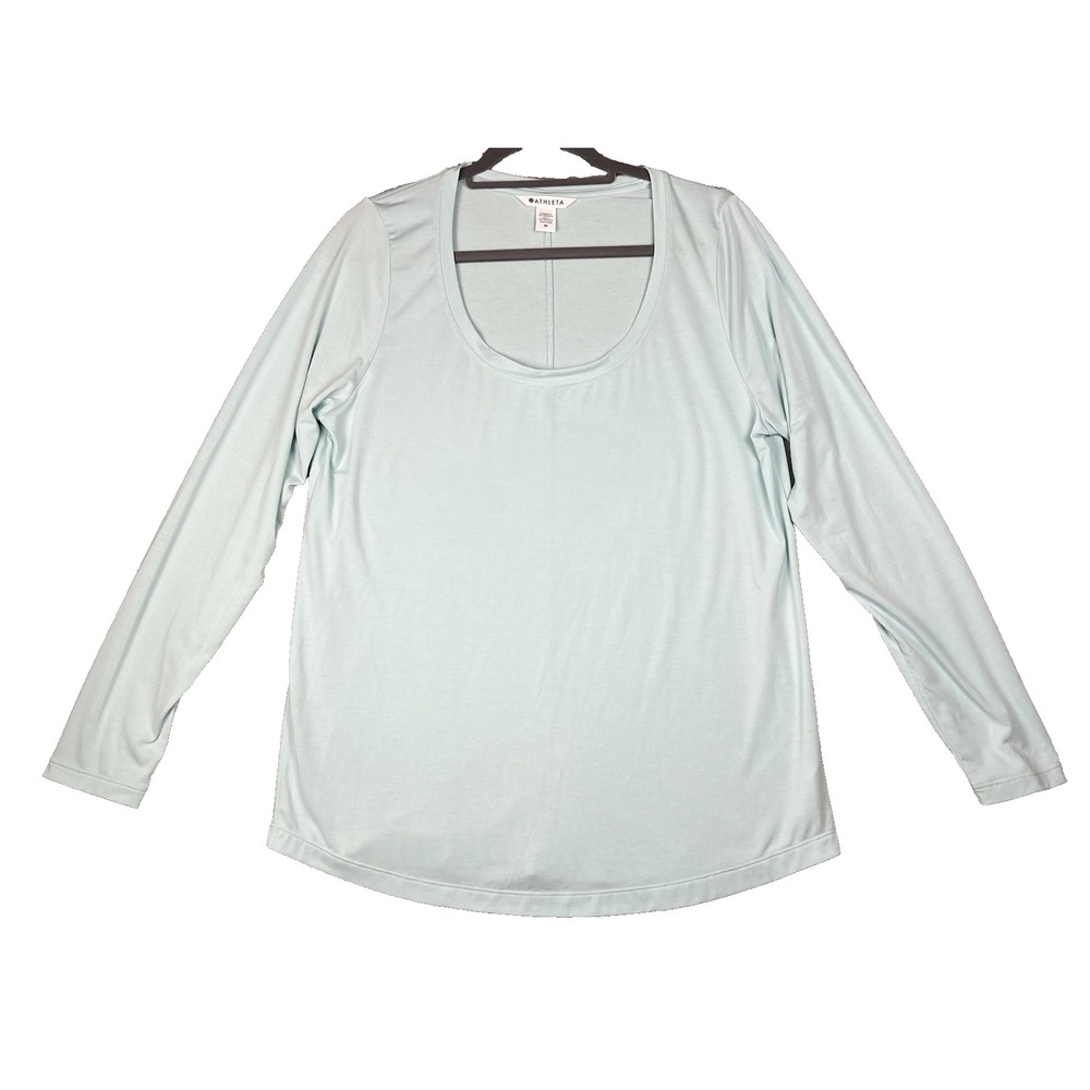 ATHLETA STRATUS ll Top Women Size Medium Long Sleeve Mint Green Performance Hike
